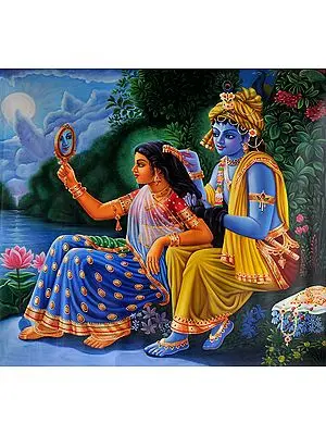 Shri Krishna Combing Radha’s Hair
