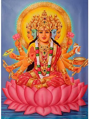 Goddess Gayatri Oil Painting on Canvas