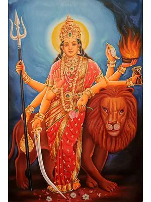Goddess Durga Oil Painting on Canvas