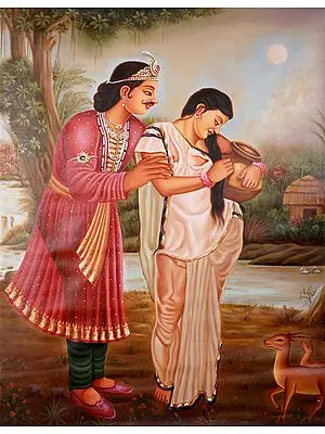 Dushyanta and Shakuntala | Oil Painting on Canvas