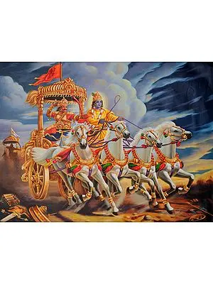 Gita Upadesha Oil Painting on Canvas