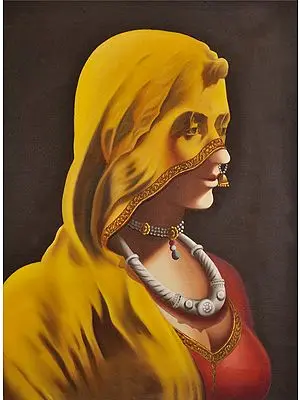 Rajasthani Lady with Veil | Oil on Canvas