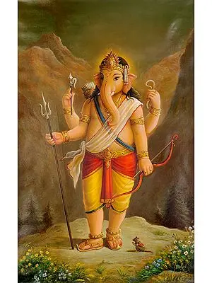 Lord Ganesha in Kailash | Oil Painting on Canvas