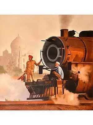 Steam Engine Against Taj Mahal