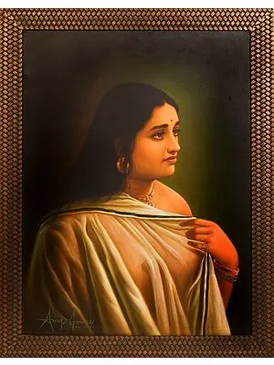 Bridal Disarray (Raja Ravi Verma Reproduction, Framed)