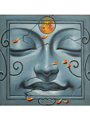 Lord Buddha Face Series (One) | Oil Painting by Anup Gomay