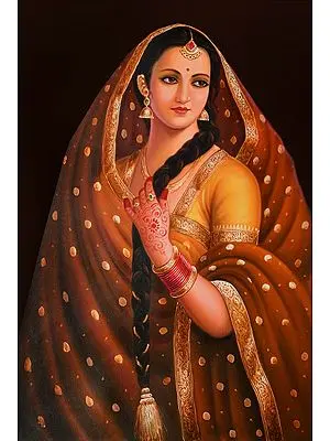 Ornamented Lady Oil Painting on Canvas
