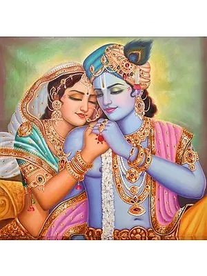 Radha Krishna Oil Painting on Canvas