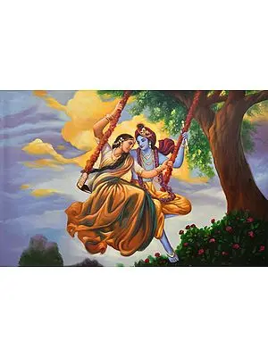 Radha Krishna Swinging in the Raining Season