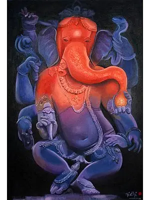 Nrtya Lord Ganesha, The Colour Of Flaming Cinnabar