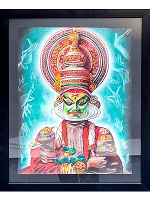 The Indian Kathakali Dancer (Framed) | Pastels on Canvas