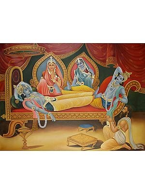 Shri Krishna, Arjuna, Draupadi and Subhadra (from the Mahabharata)