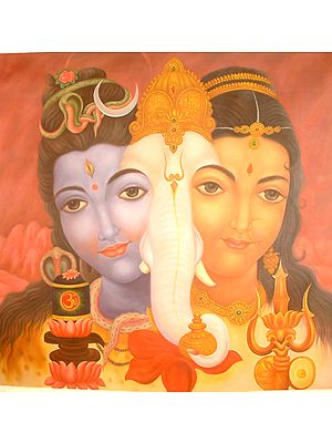 Three Faces, One Family- Shiva-Ganesha-Parvati