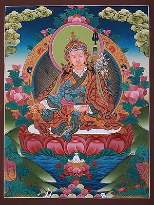 Guru Padmasambhava In Seated Posture | Tibetan Thangka Painting