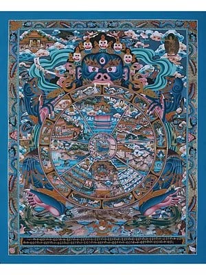 Wheel Of Life Hand-Painted | Brocadeless Thangka Painting