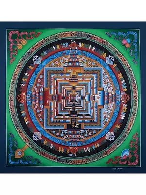 Hand-Painted Kalachakra Mandala: Wheel Of Life | Brocadeless Thangka Painting