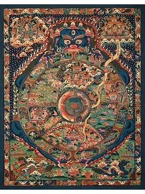 Tibetan Wheel Of Life - Bhavacakra | Brocadeless Thangka Painting