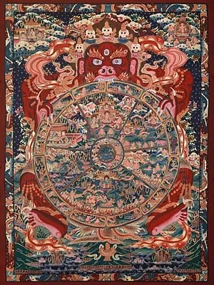 Hand-Painted Samsara/ Wheel Of Life | Brocadeless Thangka Painting