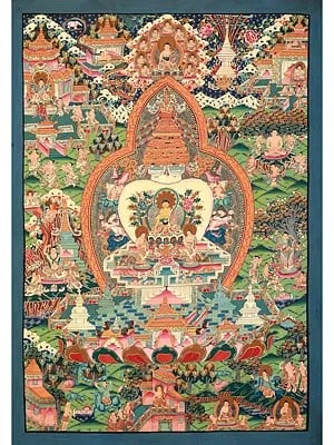 Life Of Buddha Hand-Painted | Tibetan Thangka Painting