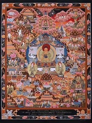 Shakyamuni Life Story Thangka Hand-Painted | Tibetan Thangka Painting