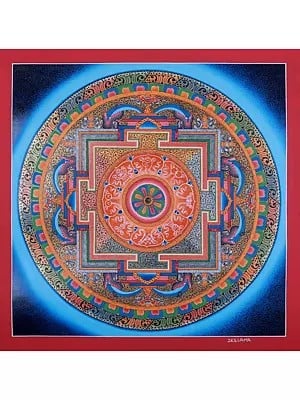 Hand-Painted Tibetan Buddhist Mandala | Brocadeless Thangka Painting