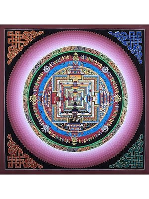 Hand-Painted Mandala With Mantra | Tibetan Thangka Painting