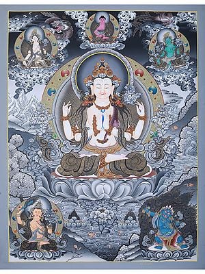 Tibetan Buddhist Deity Kharchedi | Brocadeless Thangka Painting