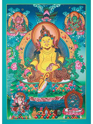 Seated Angry Lord Kuber | Brocadeless Thangka Painting