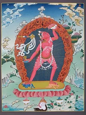 Vajrayogini - Tibetan Buddhist Deity | Tibetan Brocadeless Thangka Painting