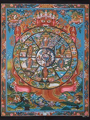 Mandala Of Buddha Life | Tibetan Brocadeless Thangka Painting