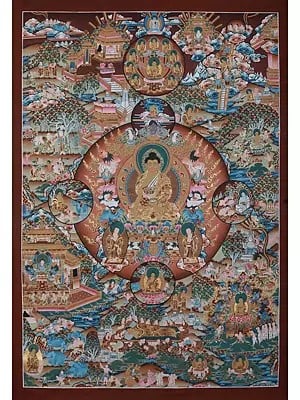 Spiritual Life Of Lord Buddha | Tibetan Thangka Painting