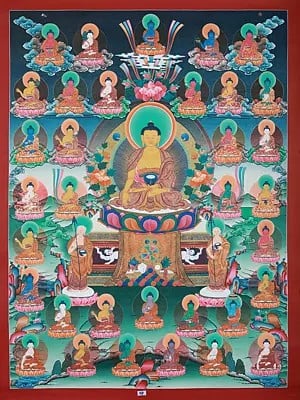 The Many Forms Of Buddha | Tibetan Brocadeless Thangka Painting