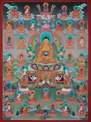 Shakyamuni Lord Buddha With Many Forms | Tibetan Thangka Painting