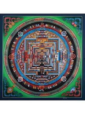 Wheel Chakra Of Mandala | Tibetan Brocadeless Thangka Painting