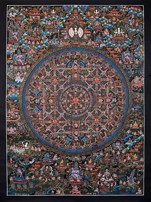 The Buddhist Mandala | Tibetan Brocadeless Thangka Painting