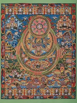 Three Circle Of Mandala | Tibetan Brocadeless Thangka Painting