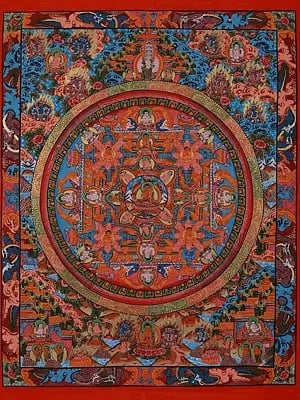 Traditional Buddhist Mandala | Tibetan Brocadeless Thangka Painting