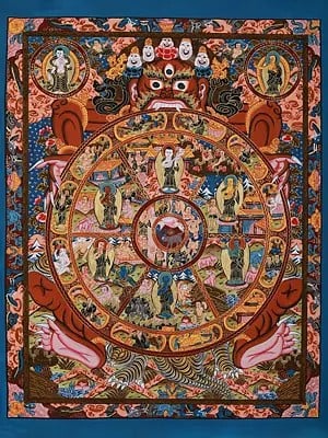 Boddhisattva - Cycle Of Life | Tibetan Brocadeless Thangka Painting