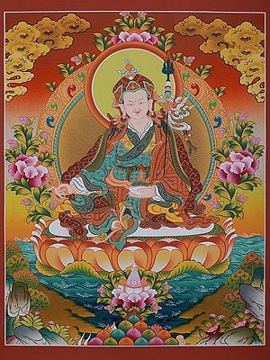 Tibetan Guru Rinpoche | Brocadeless Thangka Painting