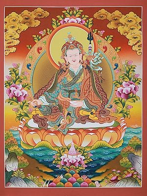 The Tibetan Guru Padmasambhava | Brocadeless Thangka Painting