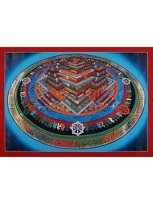 3D Kalachakra With Mantra - Mandala | Brocadeless Thangka Painting