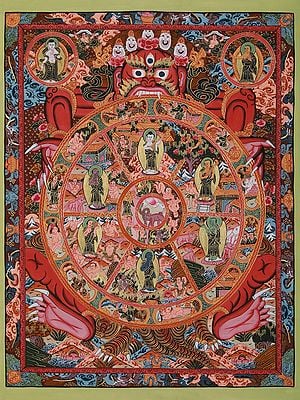 Tibetan Wheel Of Life Story | Brocadeless Thangka Painting