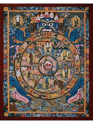 Life Wheel Of Tibetan | Brocadeless Thangka Painting