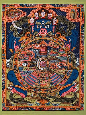 The Tibetan Mandala With Life Chakra | Brocadeless Thangka Painting