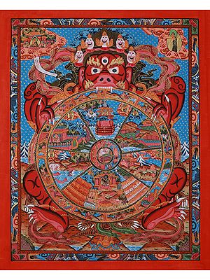 Tibetan Bhavachakra - Life Wheel | Brocadeless Thangka Painting