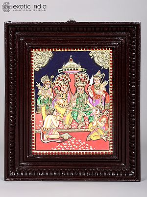 Shri Rama Darbar | Framed Tanjore Painting