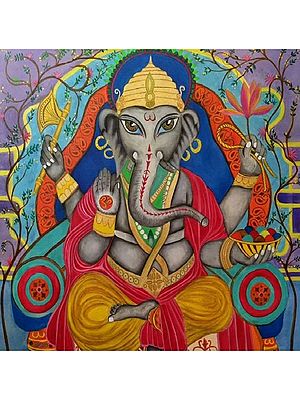 Lord Ganesha | Acrylic on Canvas | by Inderjeet