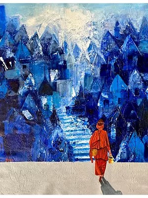 A Sacred Monk | Acrylic on Canvas | Painting by Kangana Vohra