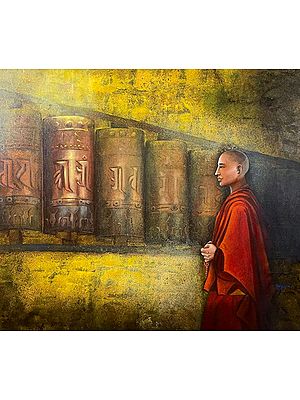 A Buddhist Deity | Acrylic on Canvas | Painting by Kangana Vohra
