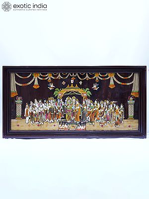 73" God And Goddess in Srinivasa Kalyanam | Rosewood 3D Panel with Inlay Work